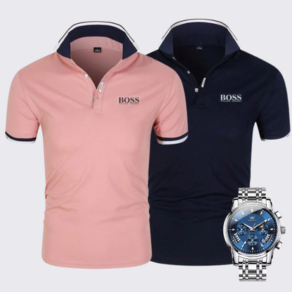 [Buy 2 Pay 1] 2-Pack Premiere Polo Shirts + Exclusive Watch